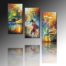 Professional Artist Hand-painted High Quality Abstract Knife Streetscape Oil Painting On Canvas Lady With Umbrella Paintings 2024 - buy cheap