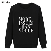 Slithice-Sudadera de manga larga con cuello redondo para mujer, suéter con estampado de moda, jerséis negros, más problemas que la moda 2024 - compra barato