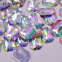 JUNAO 100 шт. 18*25 мм Пришивные большие кристаллы AB Стразы аппликация с плоским основанием акриловые драгоценные камни Пришивные кристаллы Камни для одежды поделки 2024 - купить недорого