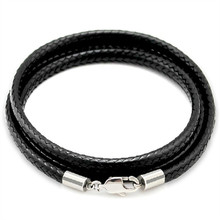 2MM Leather Cord Wax Braided Rope Black Necklace Chain Lobster Clasp Round Leather Cords DIY Jewelry Chains Mens Women Necklaces 2024 - buy cheap
