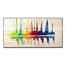 Pintura al óleo abstracta moderna y hermosa ciudad, lienzo pintado a mano, pintura al óleo decorativa para habitación, pintura colorida con cuchillo 2024 - compra barato