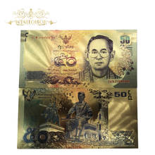 10pcs/lot Thailand Gold banknote 50 Baht Banknotes in 24k Gold Double Side Printing, Banknotes Paper Money For Collection 2024 - buy cheap