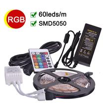 5m/lot RGB LED Strip Light SMD5050 60leds/m LED RGB Strip Flexible Lampada 12V 5A Power Supply IR Remote Christmas Decoration 2024 - buy cheap