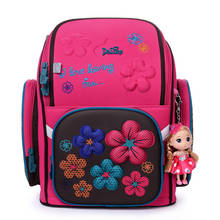 Delune Children School Bags for Girls 3D Bear Flower Print Schoolbag Portfolio Waterproof Orthopedic Backpack Mochila Escolar 2024 - buy cheap