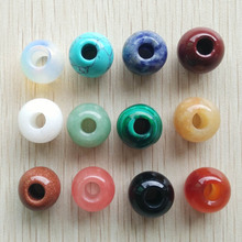 Wholesale 12pcs/lot  Fashion good quality natural stone mixed round shape big hole beads 16mm For diy necklaces Bracelets free 2024 - buy cheap