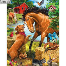 Pintura de diamante 5D Punto de cruz, cuadro de perro y caballo, bordado 3d completo, decoración del hogar, mosaico de diamantes, arte Animal 2024 - compra barato