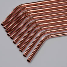 WOWSHINE Wholesale High Quality FDA Passed 50pcs/lot Shiny Rose Gold Color Stainless Steel Drinking Straws 6x267mm 2024 - buy cheap