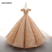 J66597 jancember vestido de noite 2019 v pescoço fora do ombro rendas até atrás vestido de baile até o chão vestidos de festa baile baile baile de formatura ballkleid 2024 - compre barato