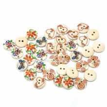 50Pcs Mixed Multicolour Flower Print Patterns, 2 Holes Round Wooden Buttons , for Sewing, Scrapbooking Crafts , 7NK99 2024 - buy cheap