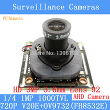 Модуль камеры видеонаблюдения PU'Aimetis 720P AHD 4 в 1, 3,6 tvl OV9732, 3 Мп, объектив мм, фотокамера видеонаблюдения, двойной переключатель фильтра 2024 - купить недорого