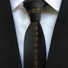 Corbata fina de alta calidad, corbata de color negro con patrón de personalidad dorada 2024 - compra barato