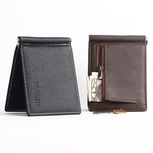 Wallet men soft leather money clip with zipper coin pocket slim men purse money holder cheap free shipping genuine leather 2024 - buy cheap