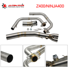 Alconstar-sistema de escape delantero de acero inoxidable para motocicleta, tubo medio completo con Sensor de carreras, para Kawasaki Z400 NINJA400 2018 2024 - compra barato