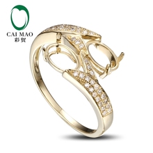 CaiMao Oval cut Semi Mount Ring Settings & 0.16ct Diamond 14k Yellow Gold Gemstone Engagement Ring Fine Jewelry 2024 - buy cheap