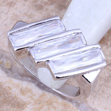 Anillo de mujer Chapado en plata CZ blanco precioso tamaño 6 / 7 / 8 / 9 R1295 2024 - compra barato