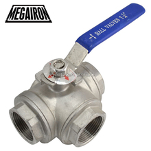 MEGAIRON 1-1/4" DN32 3 Way Female BSPT SS316 Type T Mountin Pad Ball Valve Pipe Fittings with Vinyl Handle Max 1000Psi 2024 - buy cheap