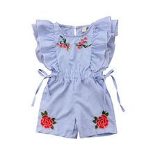 Fashion Kid Baby Girls Striped Ruffles Jumpsuit Floral Playsuit Summer Clothing 2024 - buy cheap