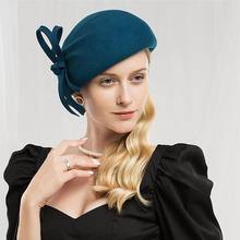 Sombrero de fieltro de lana para mujer, pasador negro Vintage para cóctel, moda de boda, Sombrero estilo Derby 2024 - compra barato