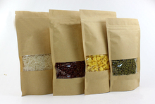 14*20+4cm 30pcs Kraft Paper Ziplock Window Bag For Gift/tea/candy/jewelry/bread Packaging Paper Food Bag Diy Jewelry Display 2024 - buy cheap