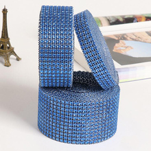 REDJCK 10 Yards\lot Blue Plastic Diamond Rhinestone Mesh Wrap Ribbon For Wedding Event Party Decoration DIY Accessories 2024 - buy cheap