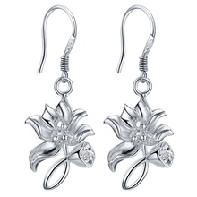 beautiful flower high quality free shipping Silver Earrings for women fashion jewelry earrings /CEYQAWJU LOMEECIU 2024 - buy cheap