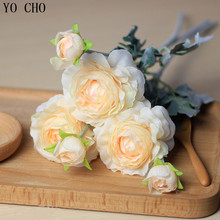 Flores de casamento com 2 cabeças, buquê de peônia artificial, flor de flanela para decoração de mesa e casa 2024 - compre barato