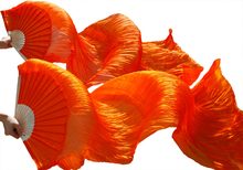 2016 High Quality Silk Belly Dance Fan Dance 100% Real Silk Veils Left+right orange Colors On Sale 180*90 cm Fast delivery 2024 - buy cheap