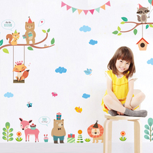 Pegatinas de pared creativas para habitación de niños, calcomanías de dibujos animados de mono, árbol, animal, decoración de habitación infantil, regalo para niños 2024 - compra barato
