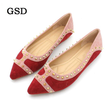 2021 New Women Suede Flats Fashion High Quality Mixed Colors Pointed Toe Boat Shoes Woman Rivet Casual Shoes Zapatos De Mujer 2024 - buy cheap