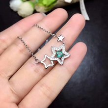 Natural green emerald necklace S925 silver inlaid natural gemstone necklace fashion Lovely stars girl gift party fine jewelry 2024 - buy cheap