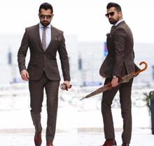Customized two-piece mature men's suit groom wear tuxedo cheap brown men's wedding ball suit jacket + pants 2024 - buy cheap