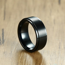 Romad кольцо из нержавеющей стали для мужчин 8 мм черное вертушка кольцо обручальное кольцо Обручальные кольца для мужчин и женщин панк ювелирные изделия bague homme 2024 - купить недорого