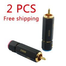 2pcs High quality Gold Plated Copper RCA plug Locking  Audio Cable Male Soldering  connector Adapter 2024 - buy cheap