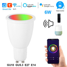Bombilla LED inteligente GU10/GU5.3/E14/E27, lámpara mágica RGBW regulable con WiFi, luces de escenario que funcionan con el asistente de Google Alexa, Control por aplicación 2024 - compra barato
