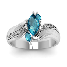 Anel de cristal azul, joias vintage para mulheres, presentes de aniversário de casamento, noivado 2024 - compre barato