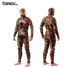 SLINX-traje de baño de camuflaje de dos piezas para hombre, traje de buceo con casco de 5MM, de neopreno, para pescadores, pesca submarina 2024 - compra barato