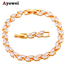 Moderno cristal blanco AAA Zirconia color oro longitud ajustable pulseras salud níquel y joyería de moda sin plomo TB070 2024 - compra barato