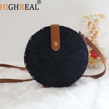 Sacos de palha círculo rattan saco bali feminino redonda praia saco pequeno boho bolsas verão 2019 marca luxo moda preto natural 2024 - compre barato