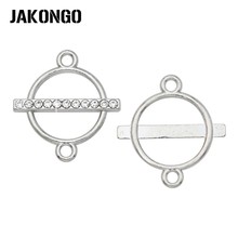 JAKONGO-conector de círculo redondo de cristal Chapado en plata para fabricación de joyas, accesorios de pulsera, accesorios artesanales, 21x19mm, 5 unids/lote 2024 - compra barato
