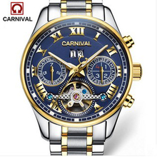 Carnival tourbillon hot automatic mechanical brand men's watches fashion army sports waterproof luminous watch luxury full steel 2024 - buy cheap