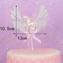 Adorno para pastel de unicornio con purpurina, alas de corona rosa, decoración para cupcakes de boda para Baby Shower y fiesta de cumpleaños para niñas, novedad 2024 - compra barato
