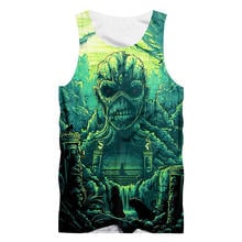 Novelty horror Mens tank tops shirts horrible 3d Green Skull Print Summer Fitness Muscle Sleeveless Singlet shirt Vest Custom 2024 - buy cheap