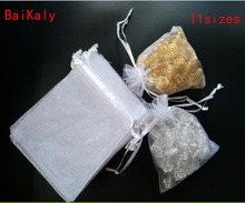 100pcs Drawstring White Organza Bag Favors Wedding Party Christmas Gift Bags with handles Jewelry Packaging Bags Pouch Yarn bag 2024 - buy cheap