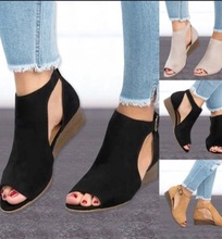 2021 New Women wedge buckles fish mouth sandals gladiator women sandals mid heel sandals ladies summer peep toe women shoes 2024 - buy cheap