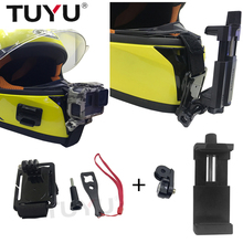 Suporte para capacete de celular tuyu, suporte adesivo ajustável para chamada telefônica gopro hero 5 6 sjcam xiaomi yi 4k eken h9 2024 - compre barato