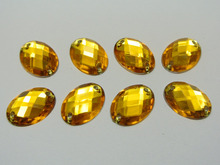 100 oro plano acrílico ovalado costura Rhinestone botón 13X18mm coser en cuenta 2024 - compra barato