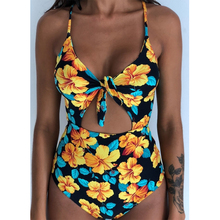 New Floral Print Swimsuit Summer Bandage Swimwear Women Push Up Bathing Suit One Piece Beachwear Front Konted Bodysuit Monokini 2024 - buy cheap