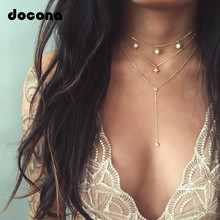 Docona-collares en capas de estrella de cristal para mujer, de Color dorado bohemio, cadena con dijes, Collar con colgante, joyería de fiesta, 3860 2024 - compra barato