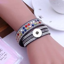 Bling Bling Interchangeable 051 Rhinestones Korean velvet Bracelet 18mm Snap Button Jewelry Charm Bracelet For Women Gift 2024 - buy cheap