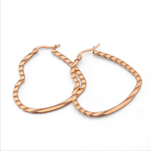 HE028 Titanium Hoop Earrings Heart Shape 316l Stainless Steel Earring IP Plating No Fade Allergy Free 2024 - buy cheap